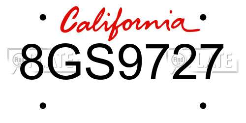 8GS9727 California License Plate