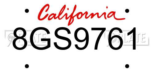 8GS9761 California License Plate
