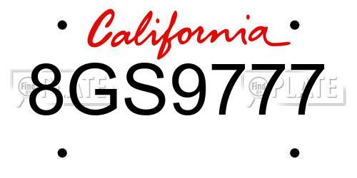 8GS9777 California License Plate