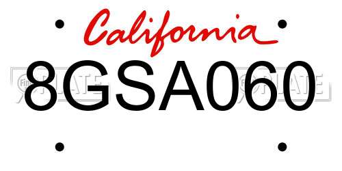 8GSA060 California License Plate