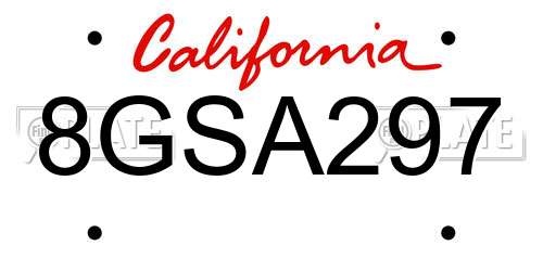 8GSA297 California License Plate