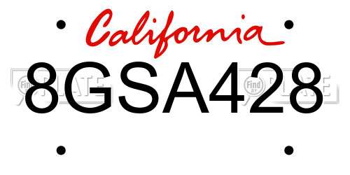 8GSA428 California License Plate