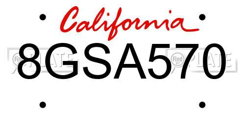 8GSA570 California License Plate