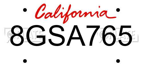 8GSA765 California License Plate