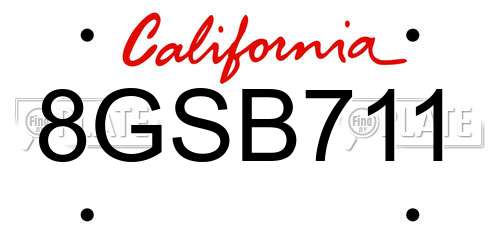 8GSB711 California License Plate