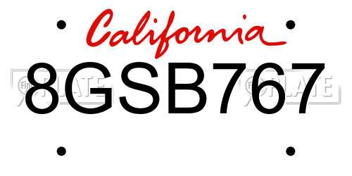 8GSB767 California License Plate