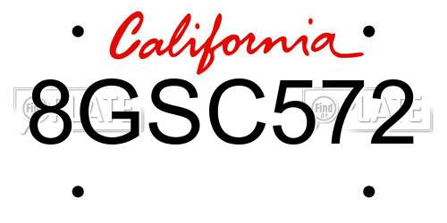 8GSC572 California License Plate