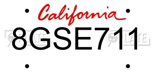 8GSE711 California License Plate
