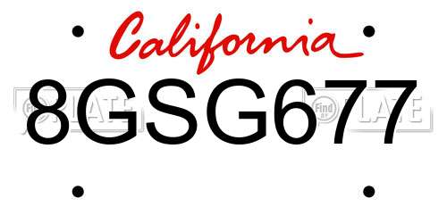 8GSG677 California License Plate