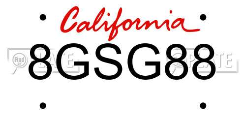 8GSG88 California License Plate