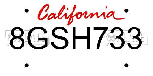 8GSH733 California License Plate