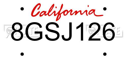 8GSJ126 California License Plate