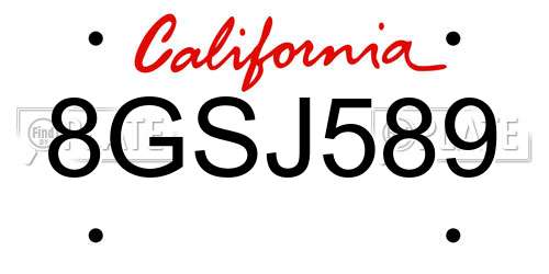 8GSJ589 California License Plate