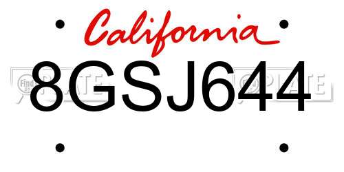 8GSJ644 California License Plate