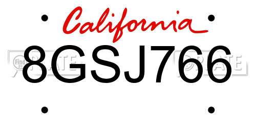 8GSJ766 California License Plate