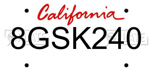 8GSK240 California License Plate