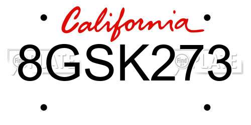 8GSK273 California License Plate