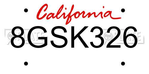 8GSK326 California License Plate