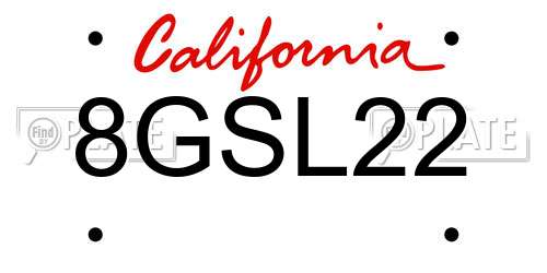 8GSL22 California License Plate
