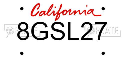 8GSL27 California License Plate