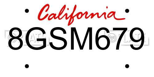 8GSM679 California License Plate