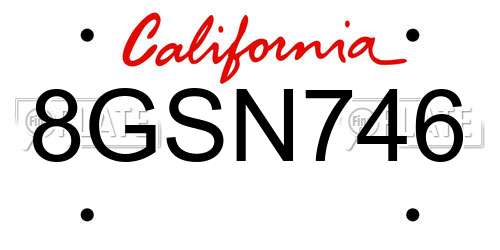 8GSN746 California License Plate