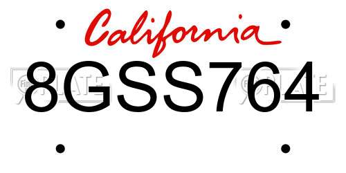 8GSS764 California License Plate