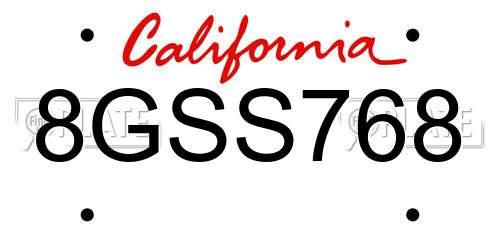 8GSS768 California License Plate