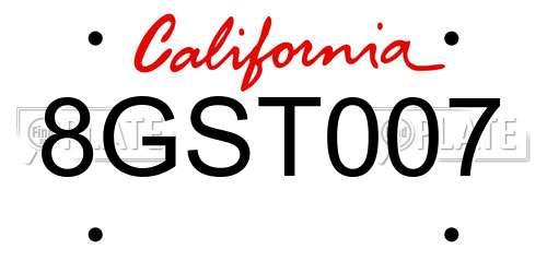 8GST007 California License Plate