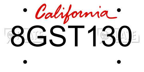 8GST130 California License Plate