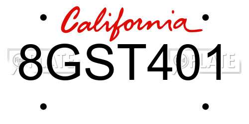 8GST401 California License Plate