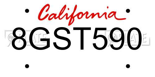 8GST590 California License Plate