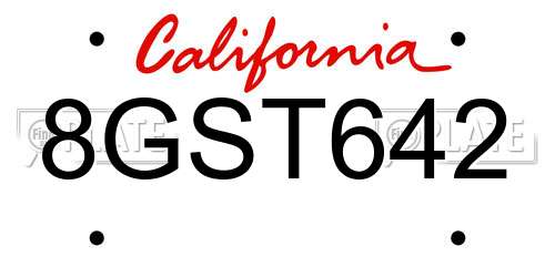 8GST642 California License Plate