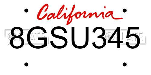 8GSU345 California License Plate