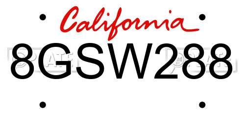 8GSW288 California License Plate