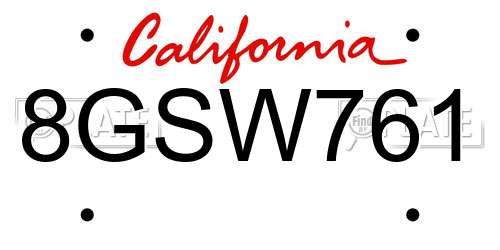 8GSW761 California License Plate