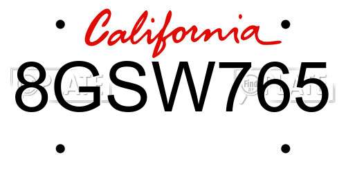 8GSW765 California License Plate
