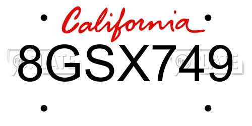 8GSX749 California License Plate