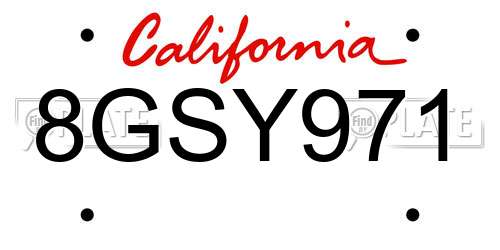 8GSY971 California License Plate