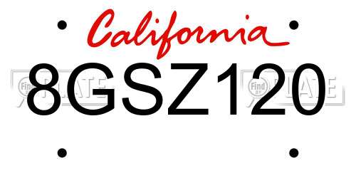 8GSZ120 California License Plate