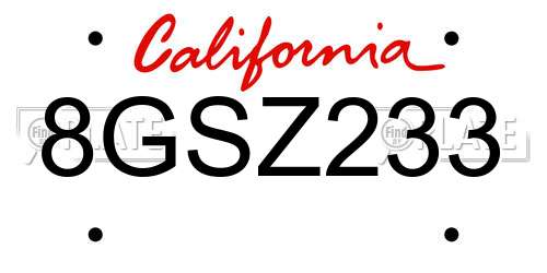 8GSZ233 California License Plate