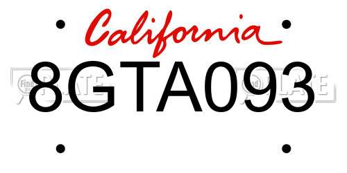 8GTA093 California License Plate