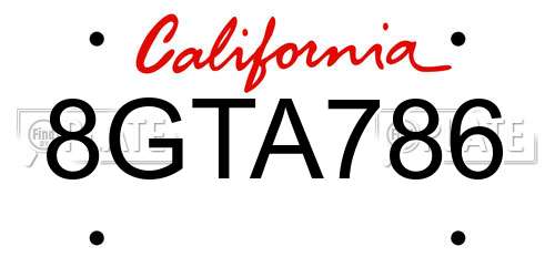8GTA786 California License Plate
