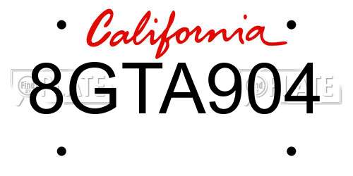 8GTA904 California License Plate