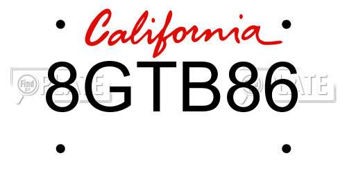 8GTB86 California License Plate