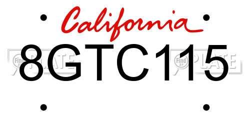 8GTC115 California License Plate