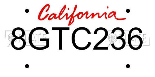 8GTC236 California License Plate