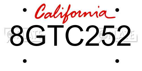 8GTC252 California License Plate