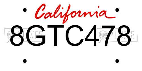 8GTC478 California License Plate