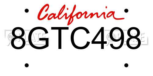 8GTC498 California License Plate